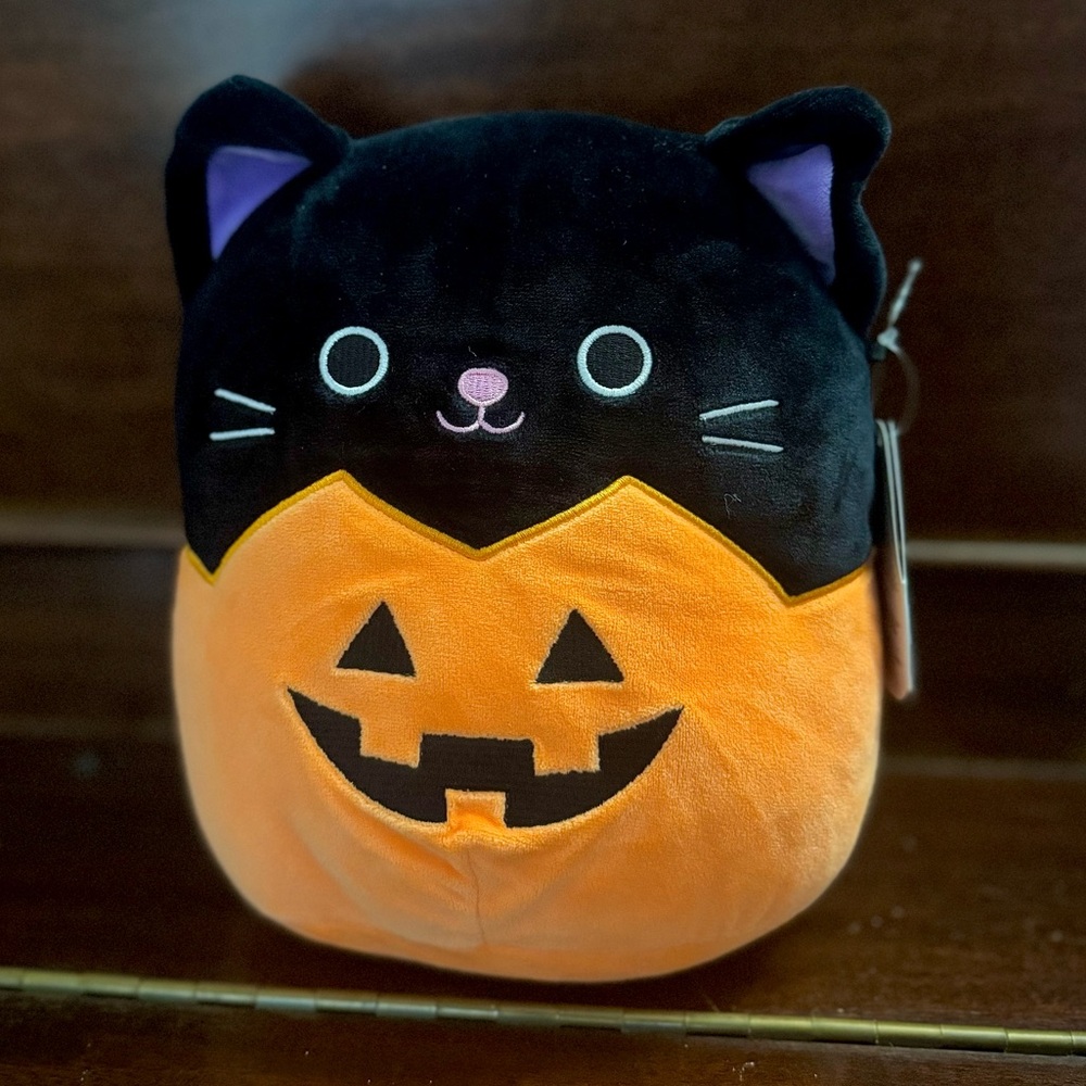 8’’ Autumn Squishmallow Autumn Black Cat Pumpkin Halloween w/Tag Jack-O’-Lantern
